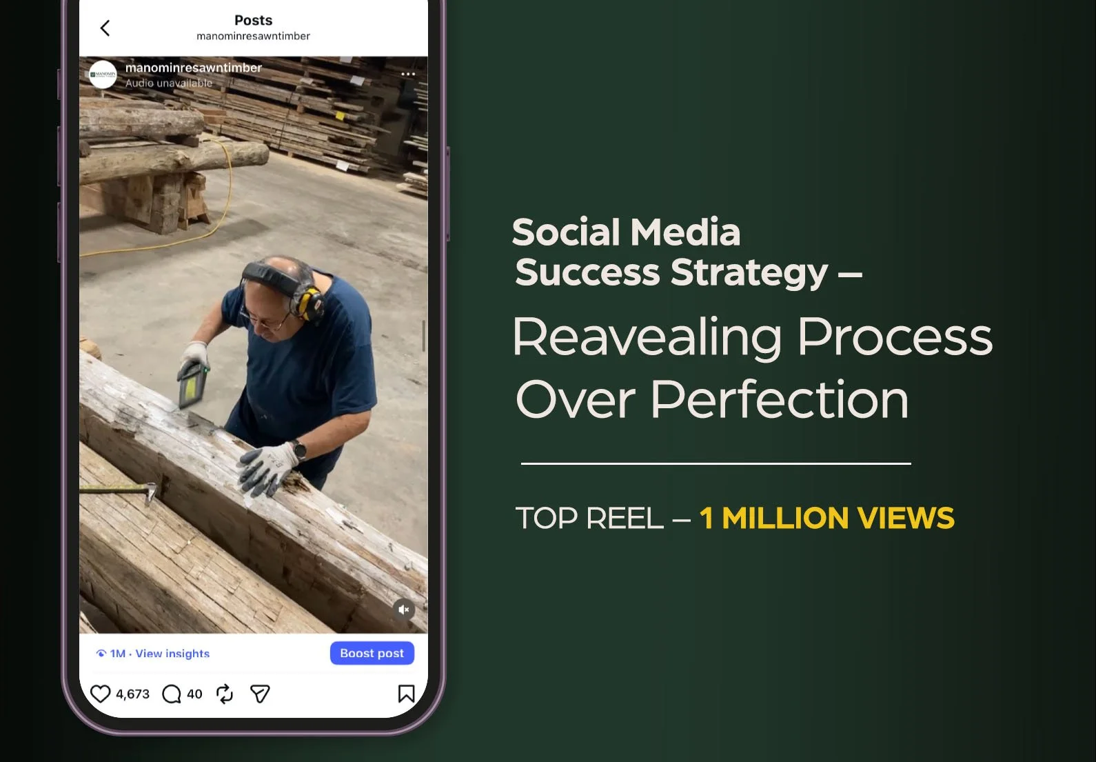 graphic reads social media success strategy - revealing process over perfection