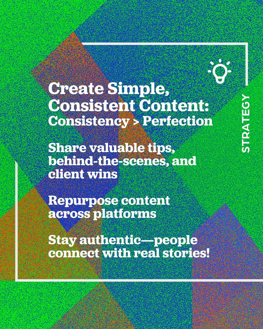 a graphic talking about creating consistent content which is number three on our 7 tips for social media for construction blog post