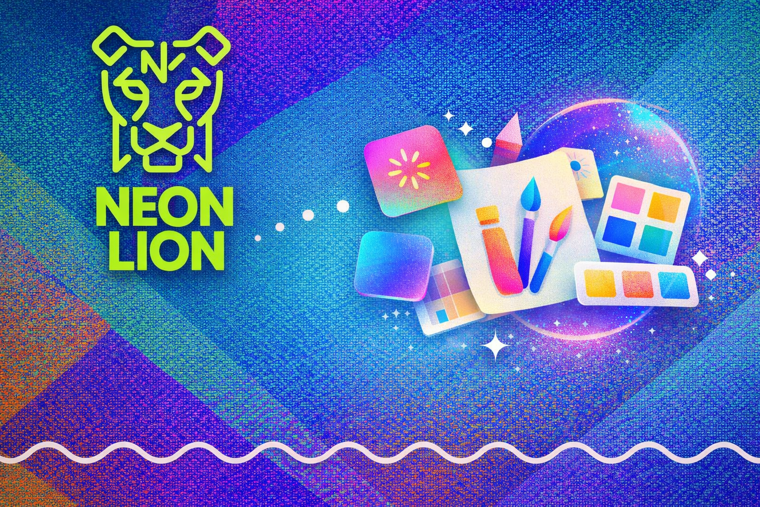 neon lion graphic that shows how important Canva is to our teams productivity