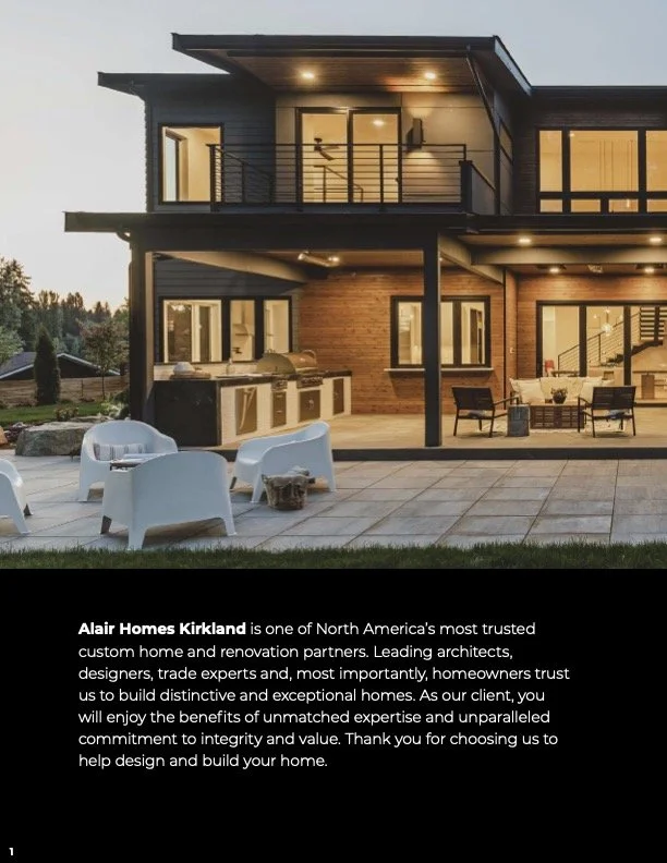 an actual page from our client handbok | Alair Homes Kirkland
