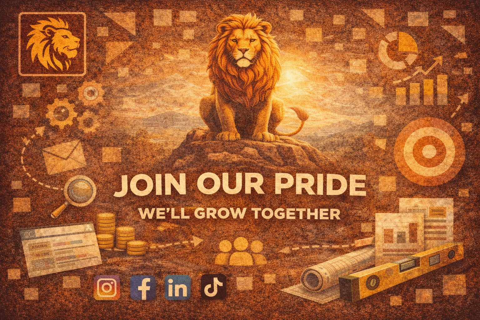a graphic that says join our pride, we'll grow together, which is a call to action for anyone looking for digital marketing experts such as Neon Lion to reach out and we will help