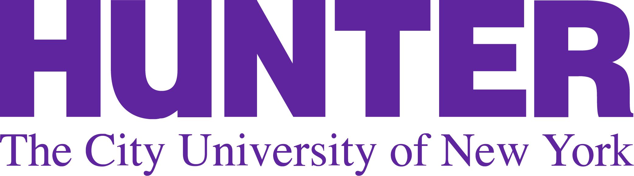 Large purple logo reading 'HUNTER' and below it the text 'The City University of New York.'