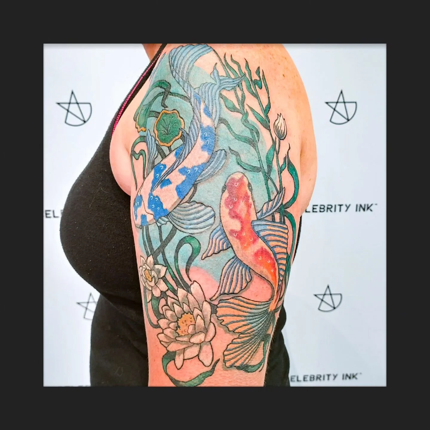 Neauveau inspired cover up, half healed 🌾 #artneauveautattoo #colourtattoo #koifishtattoo #coveruptattoo #armtatyoo #celebrityinktattoonorthlakes