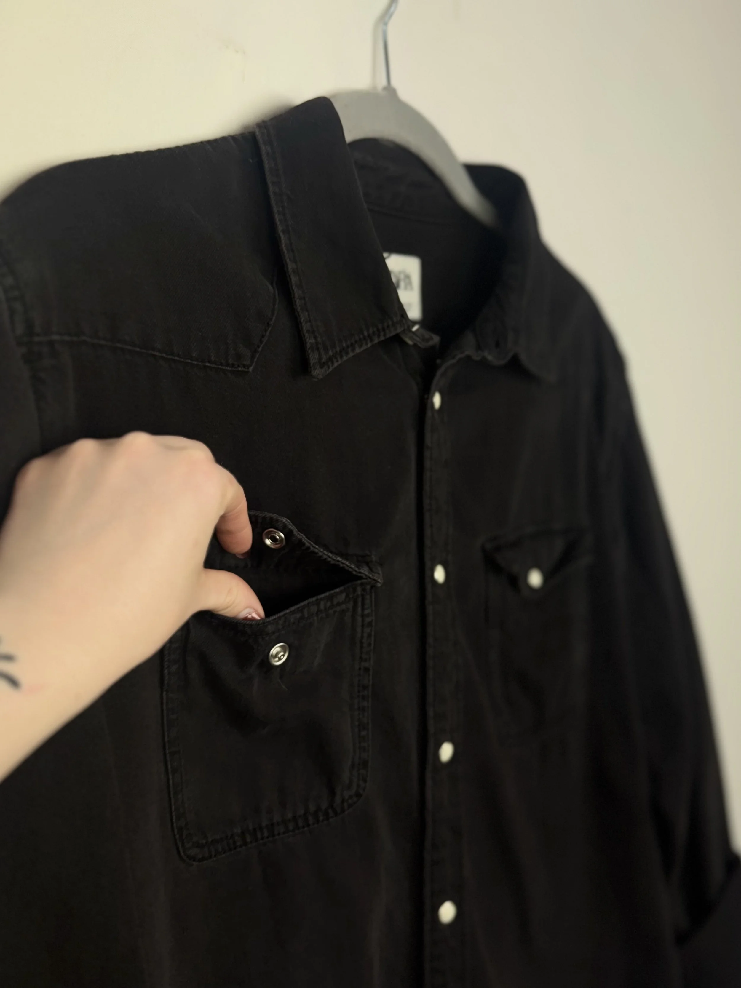 Zara Men's Black Denim Shirt (M)