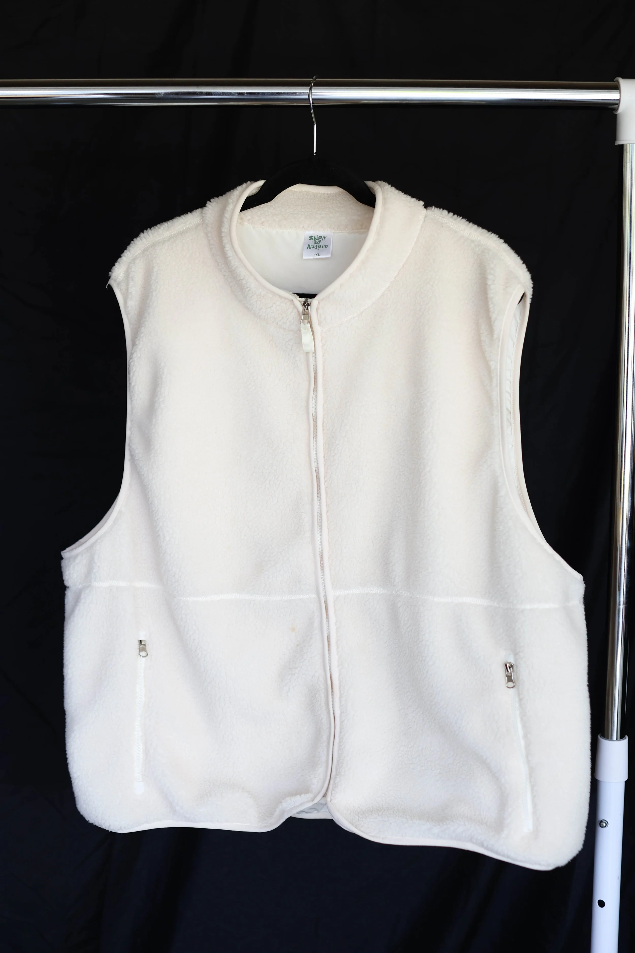 Shiny By Nature Off White Zip-Up Vest