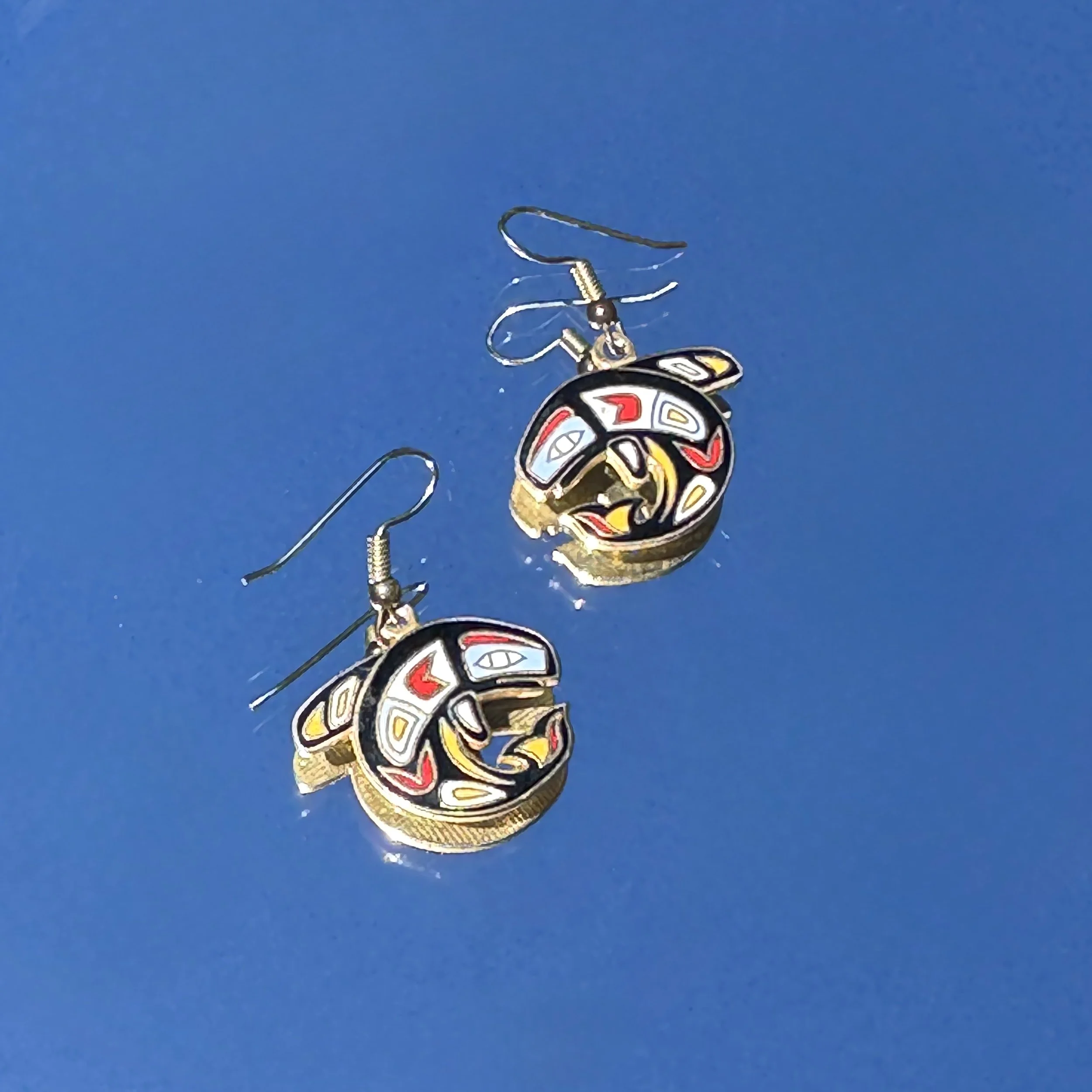 Vintage PNW Indigenous Style Orca Earrings