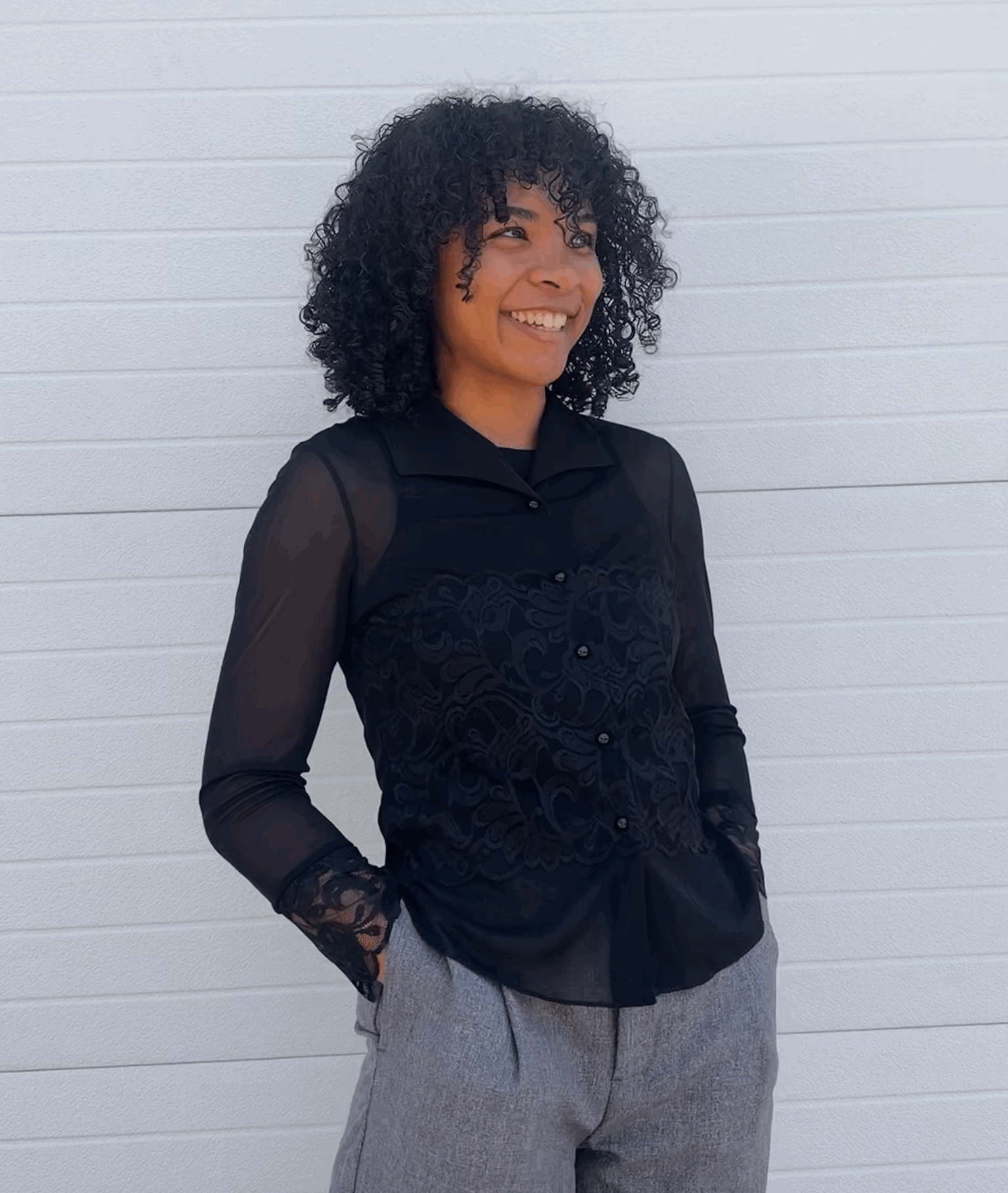 Vintage Sheer Mesh Button Down Shirt (XS/S)