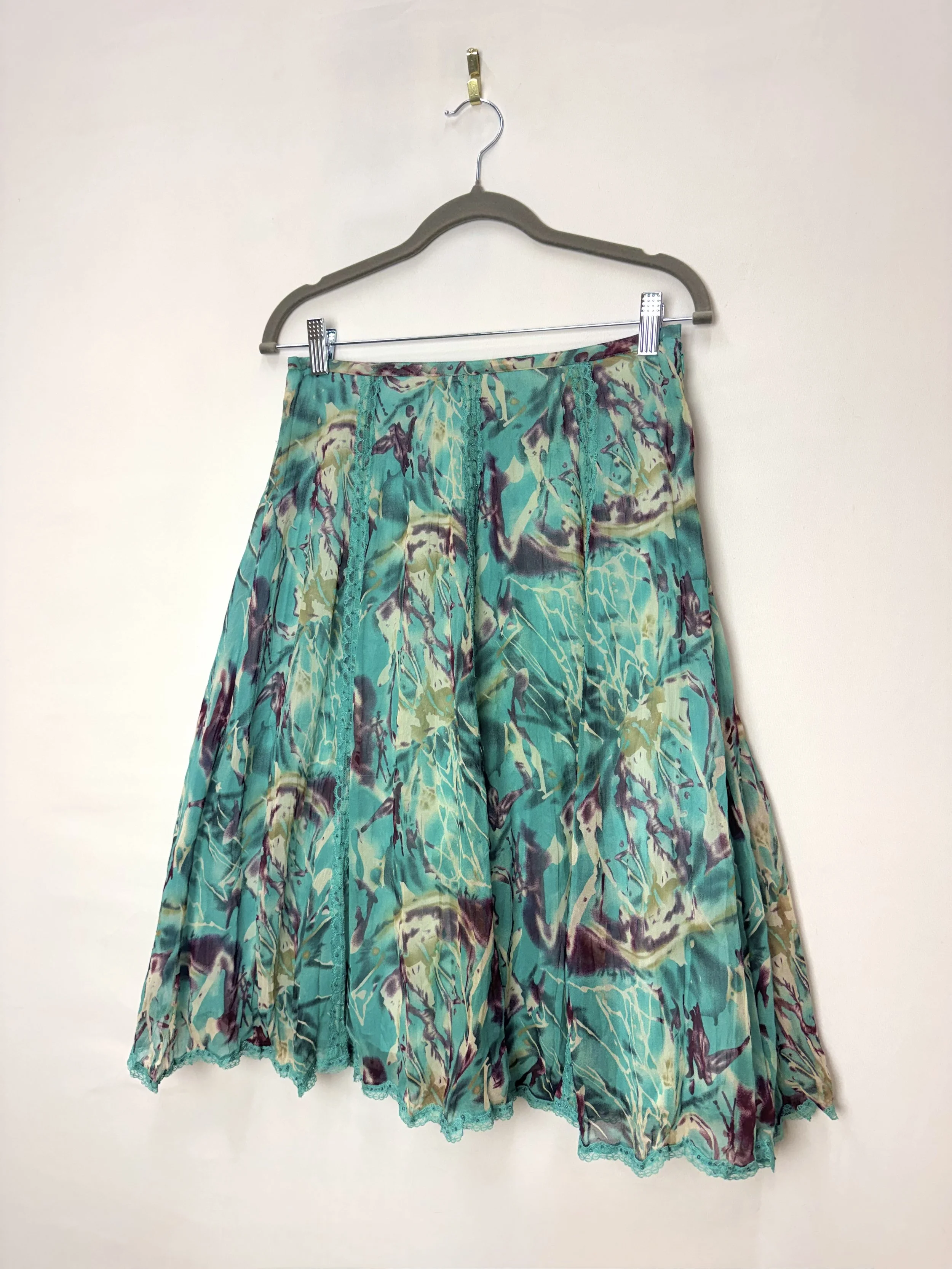 Vintage Watercolor Midi Skirt (S)