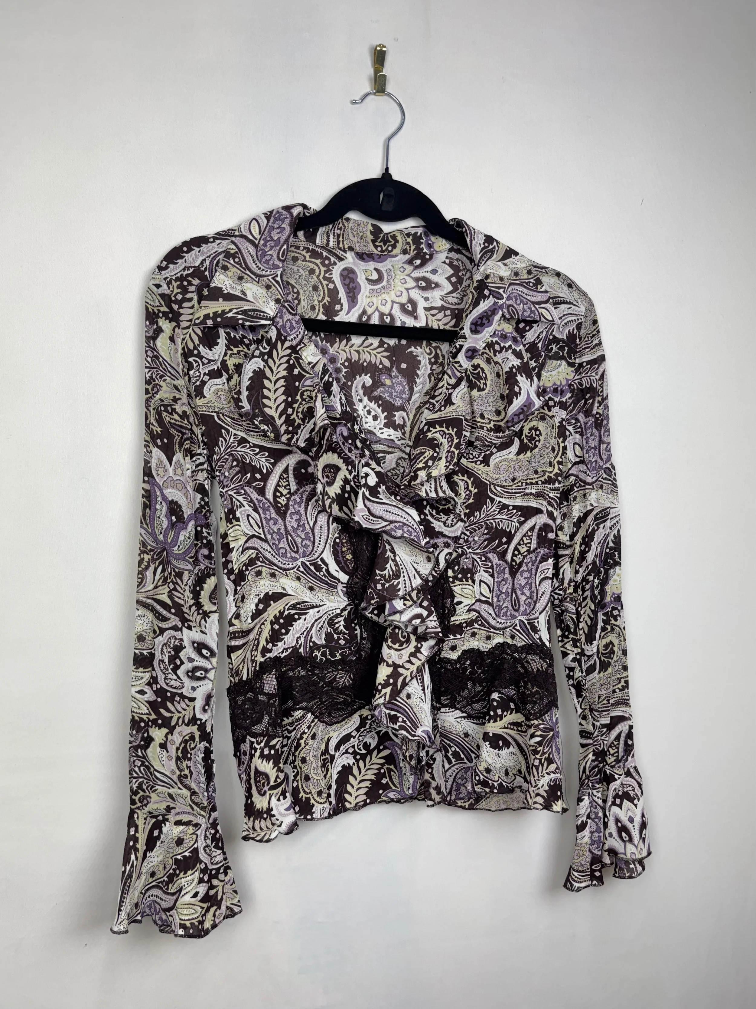 Vintage Ruffled Paisley Blouse (M)