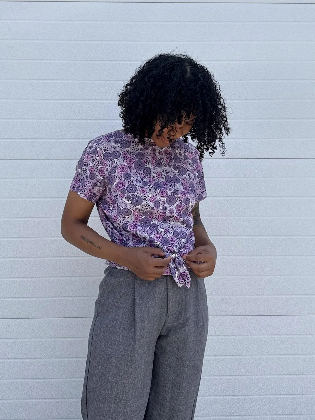 Floral Cropped Bow Top (M/L)