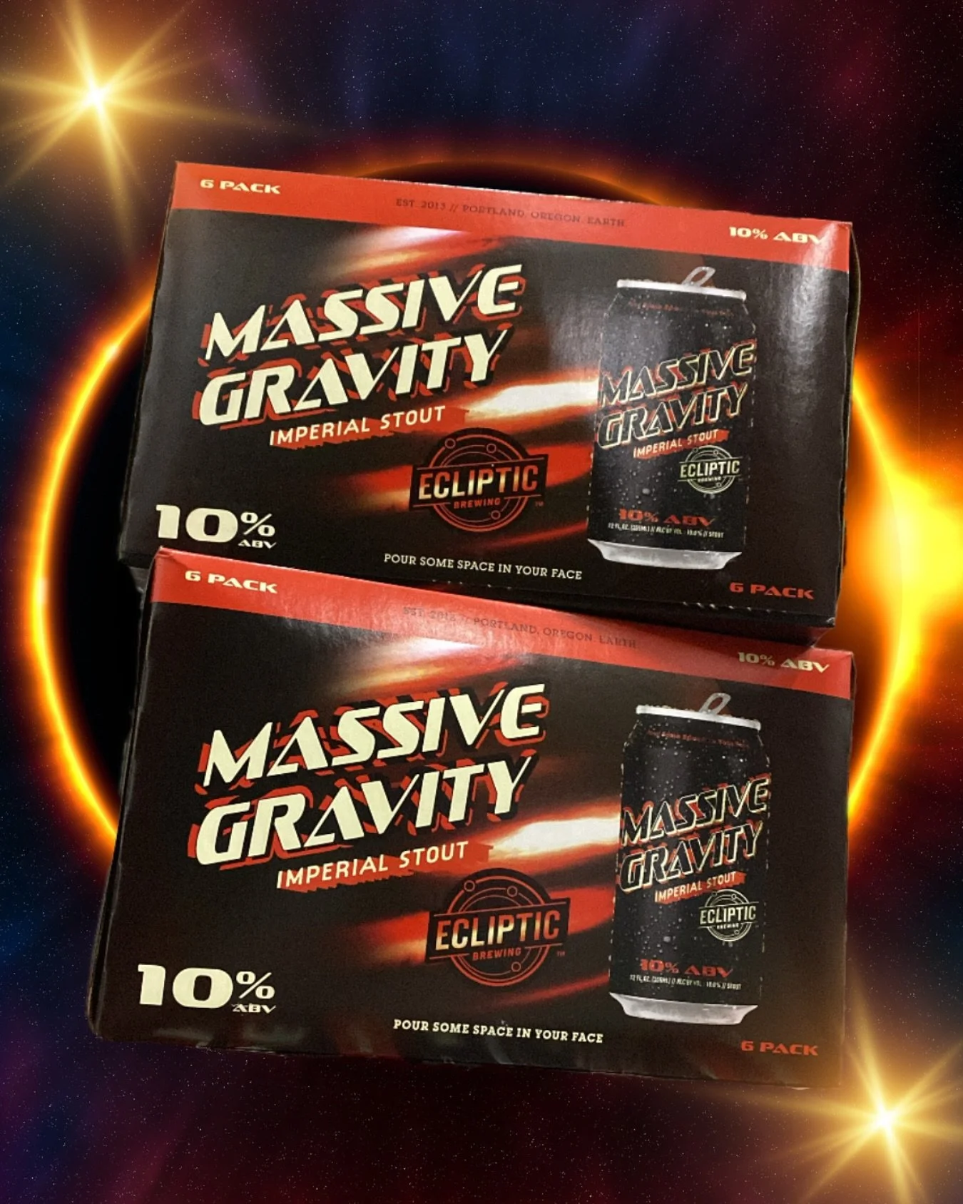 Massive Gravity ☄️ @eclipticbrewing 
Endlessly dark and mysteriously strong, this new Imperial Stout is out of this world 🪐 brewed with waves of roasty, complex malt character and clocking on at 10% ABV. 
#eclipticbrewing #imperialstout #craftbeer
