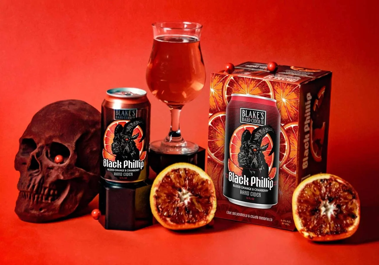 BLACK PHILLIP 🐐 @blakeshardciderco 
The statewide premier of Black Phillip is here and just in time for Halloween this Friday! 

This hard cider is crafted with delicious flavors that dance together like witches around the fire 🔥 

Blood Orange and