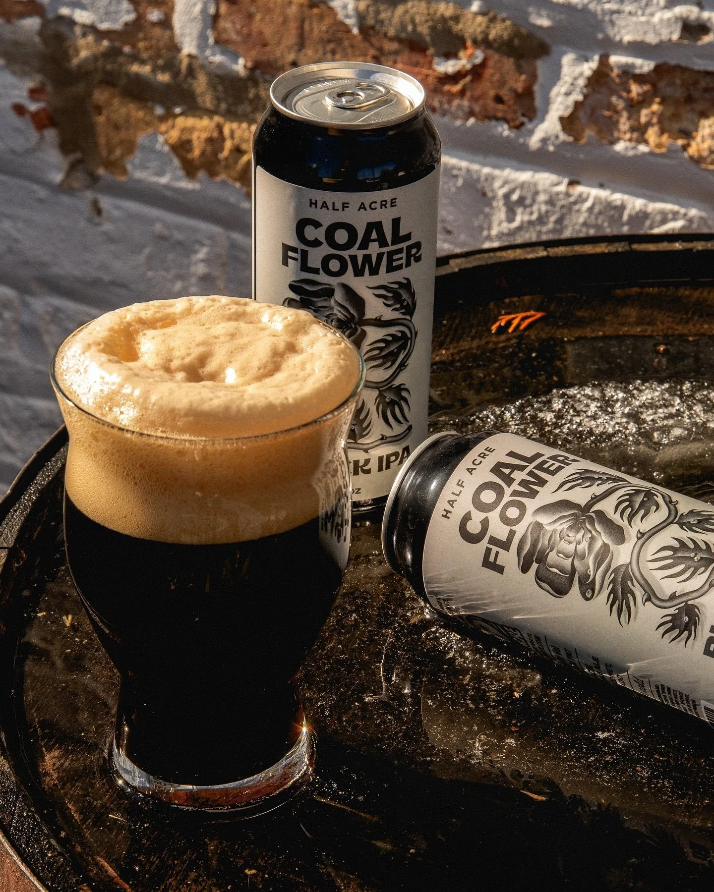 Coal Flower Black IPA 🖤 @halfacrebeer 
A must try from our friends in Chicago, Coal Flower Black IPA shines with a bright nose and deep, malty background. 

✨Complex notes of cocoa and slow-blooming coffee are balanced with a cut of rye for an easy-