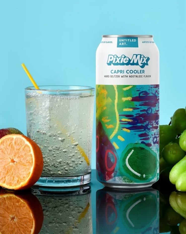 Pixie Mix Capri Cooler 🧃 @untitledartbev a trip down memory lane that tastes like your favorite lunch box drink 🍊 

This edition of Pixie Mix got a grown-up glow-up and is clocking in at 5.5% ABV. 🧚&zwj;♀️ fill your cooler with Pixie Mix and remin