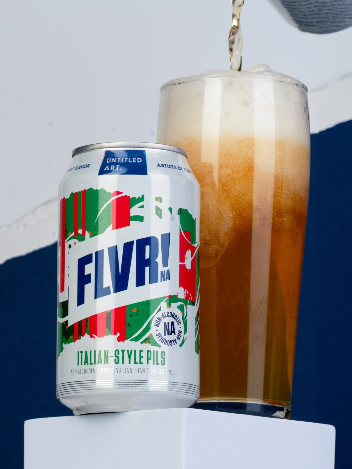 NA Italian Pilsner @untitledartbev 🇮🇹 
This delicious non-alcoholic Italian Pilsner is hopped up with Hallertau Mittelfruh &amp; Strata hops adding to the full flavored, crisp brew. 

Enjoy one, two or a few and explore the possibilities of amazing