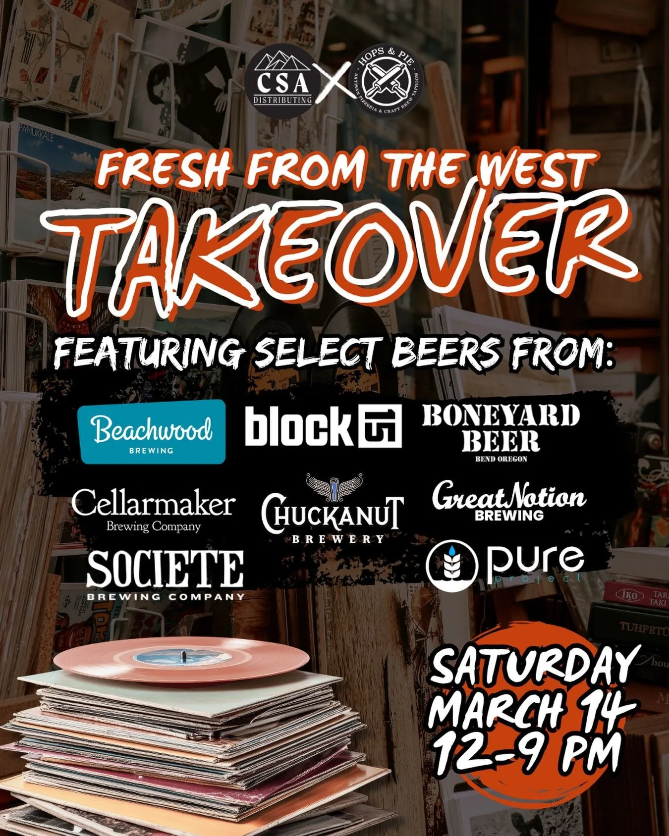 We are TAKING OVER @hopsandpiedenver this Saturday! We are bringing some HEAT from the West Coast 🍻🔥 so grab your beer buddies and meet us on the patio 👍 

Featuring beers from these homies out West: @beachwoodbrewing @block15brewing @boneyardbeer