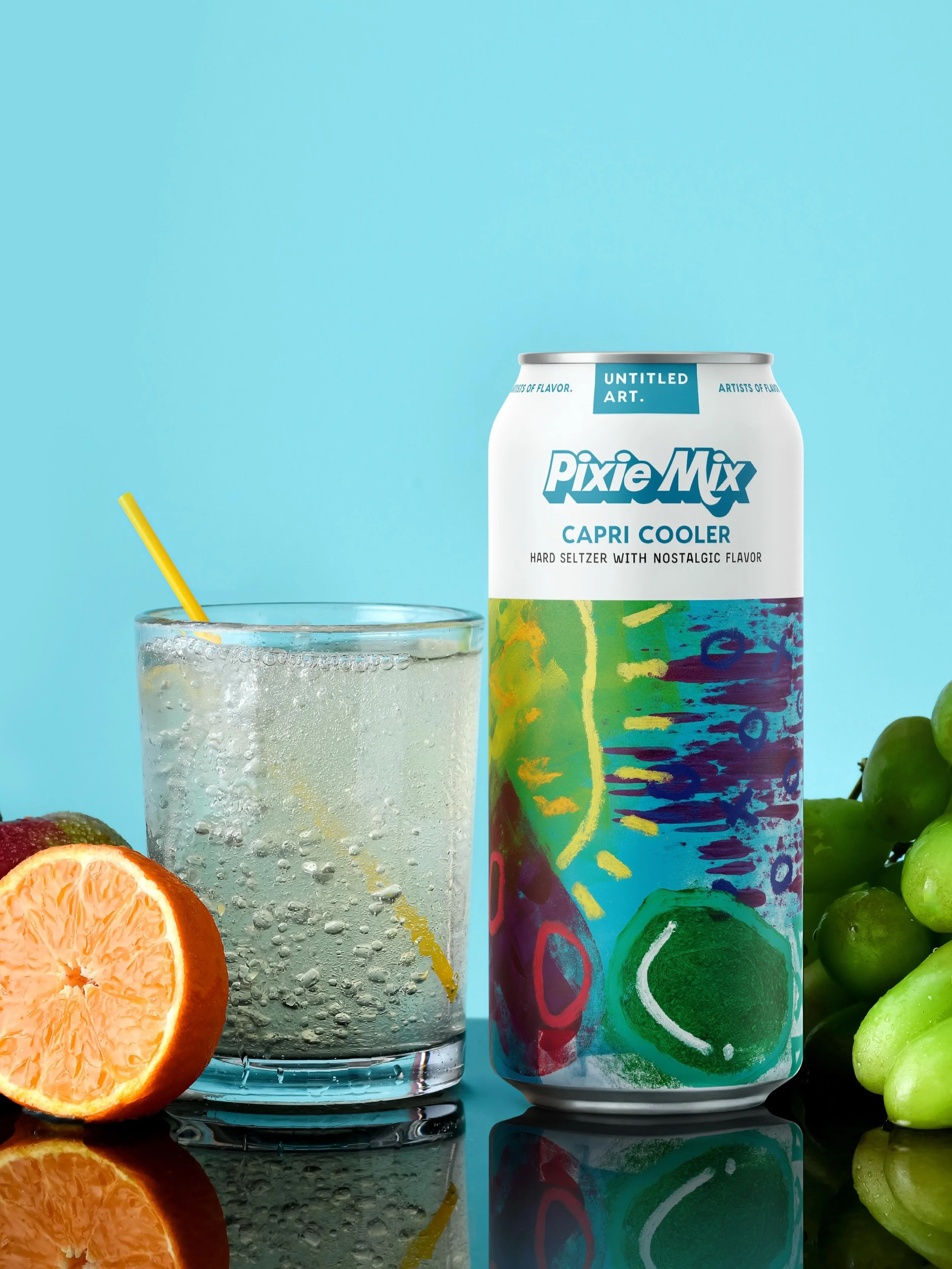 Capri Cooler Pixie Mix @untitledartbev 🧃 the nostalgic pouch drink can move over because this hard seltzer from @untitledartbev packs a punch 🥊 

Capri Cooler blends tropical fruit, crisp apple, and grape into this fun, flavorful hard seltzer. #unt