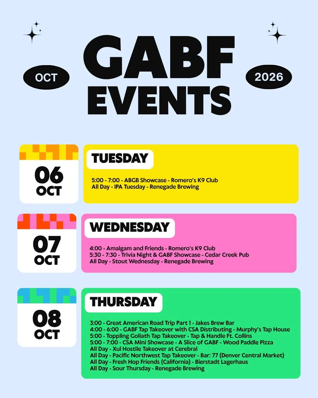 THE LIST IS IN! The @greatamericanbeerfestival is this weekend and our entire week is absolutely STACKED. 🍻🫧🤩

The CSA team will be hopping all around Denver this week and we hope to see you out there and share a &ldquo;Cheers!&rdquo; #gabf2026 #g