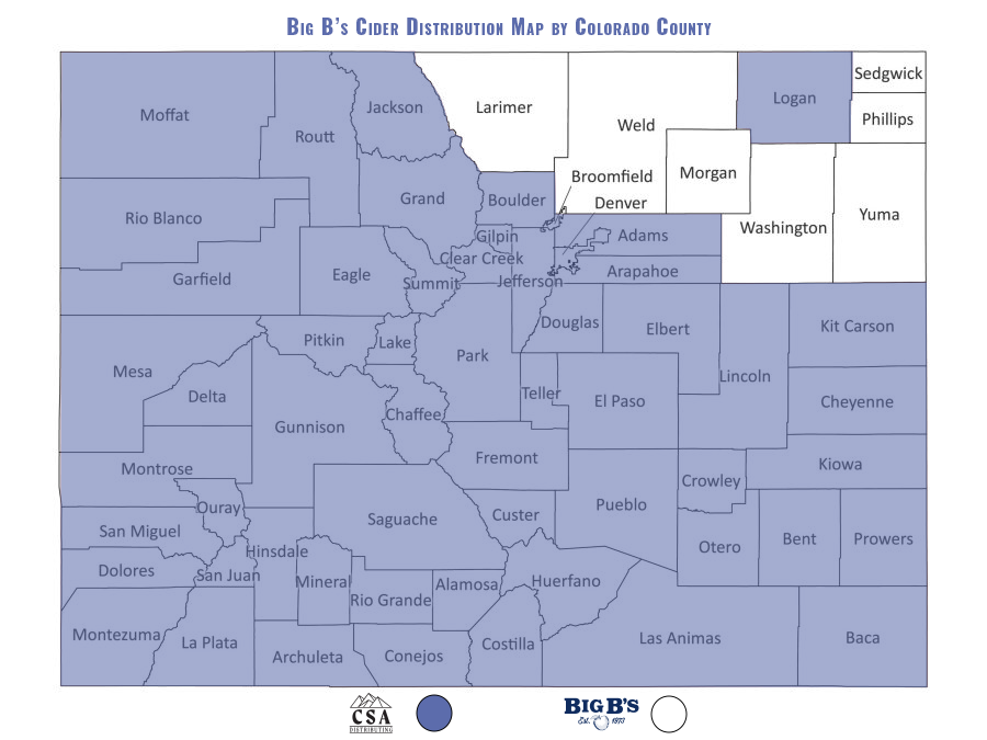 A territory map of Big B's distribution across the state of Colorado.