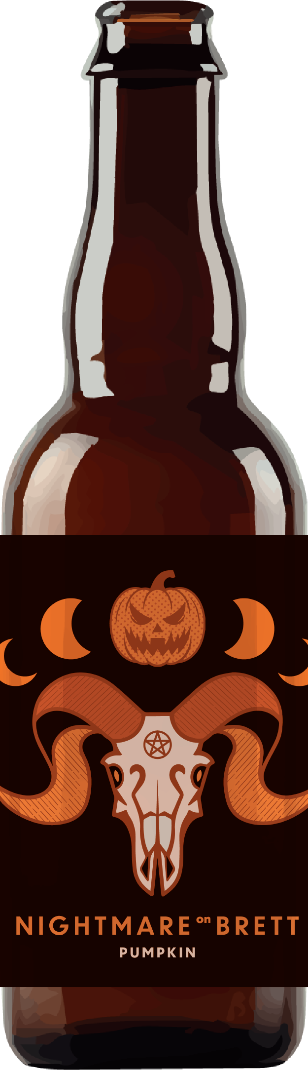 A bottle rendering of Nightmare on Brett Pumpkin Ale from Crooked Stave Brewing