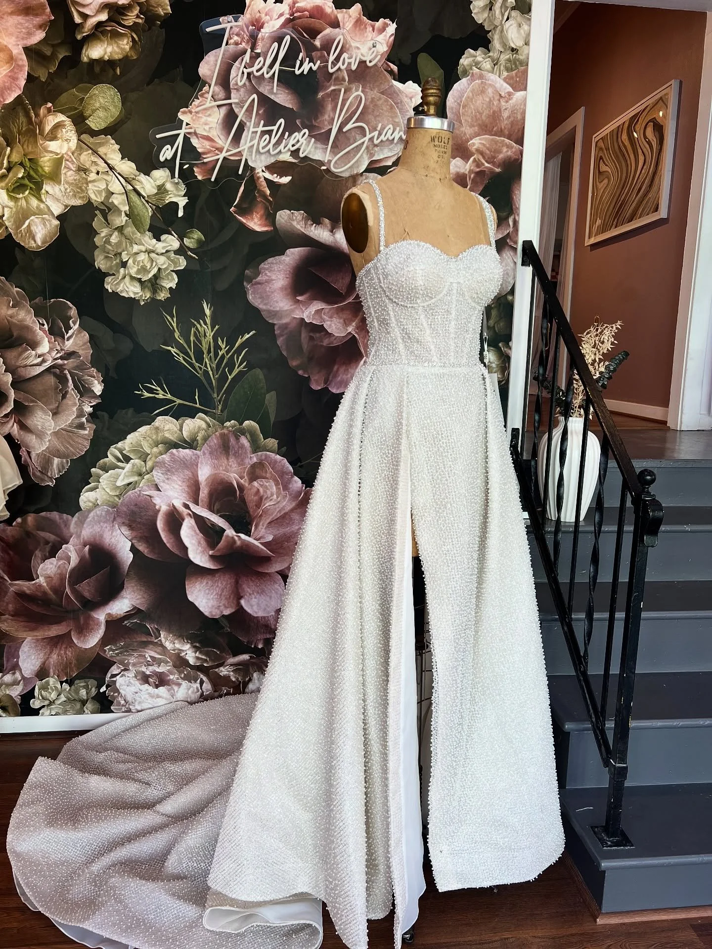 Gorgeous details of the Piera! This beautiful intricate pearl lattice is to die for. If you are looking for a truely unique ballgown that is a show stopper- look no further !