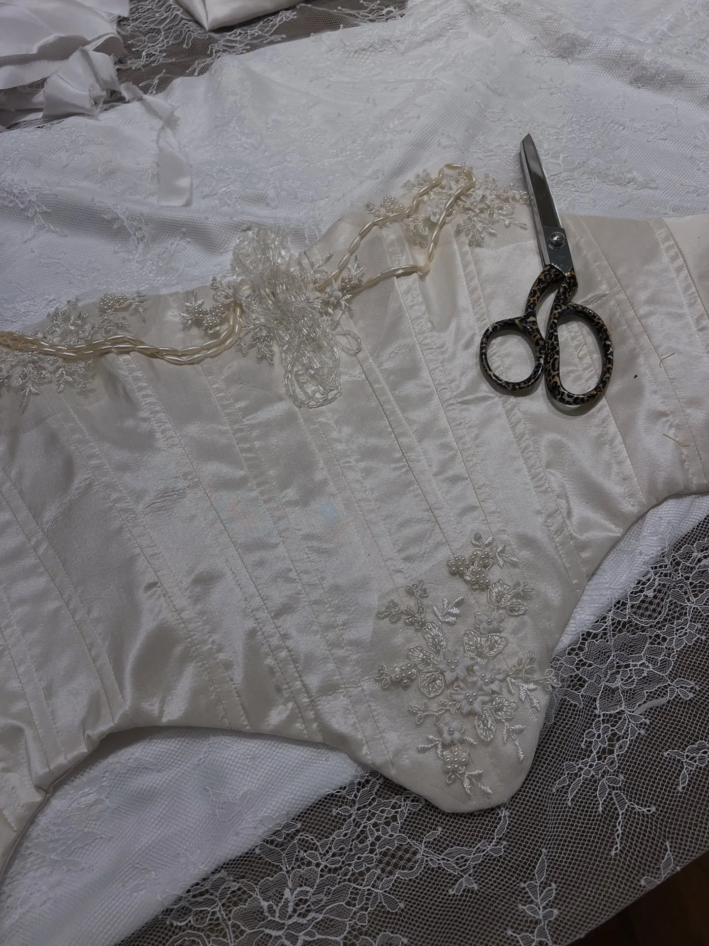 New corset in the works ! Pearls, Chrystal&rsquo;s or both?