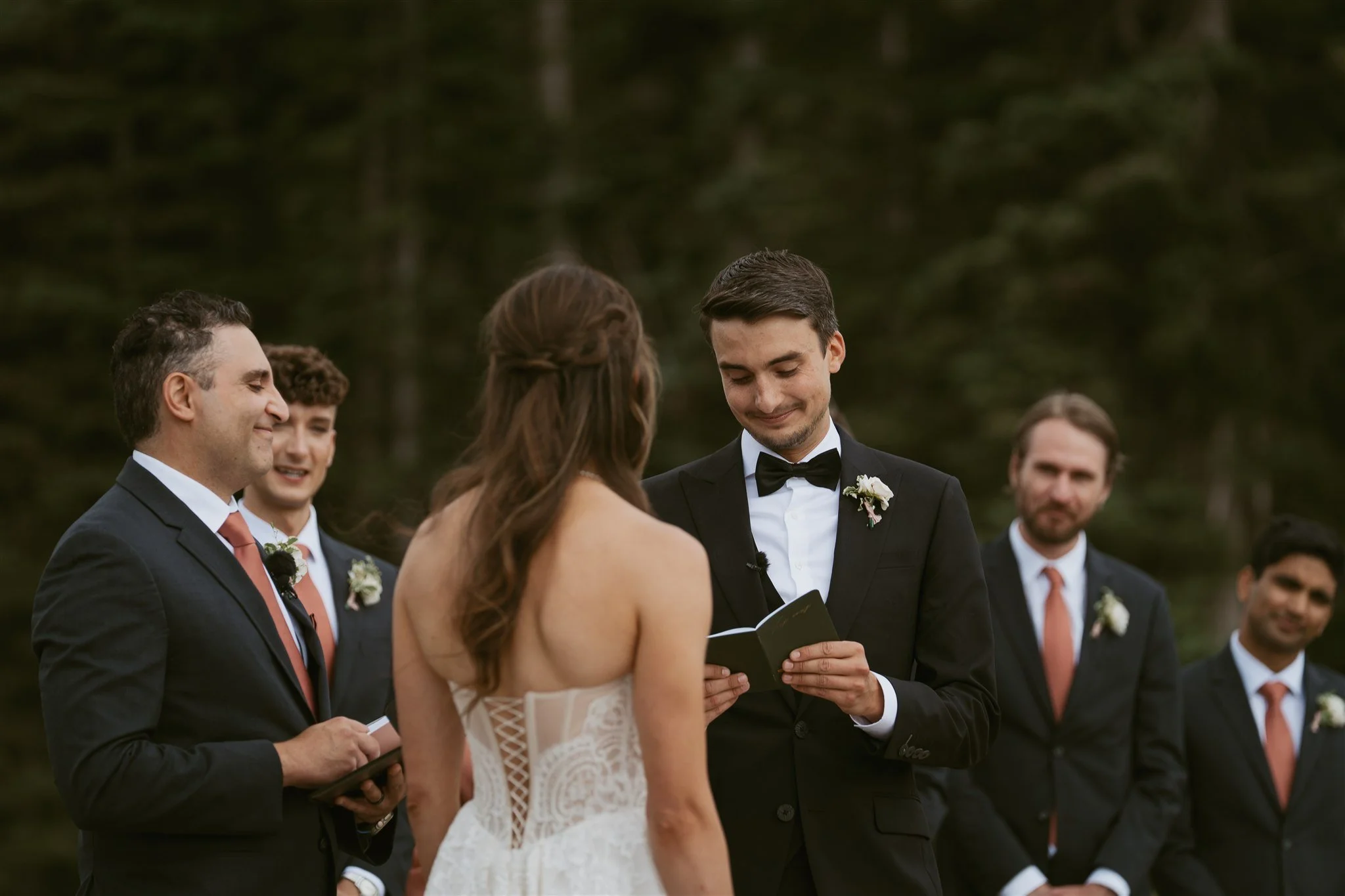 the groom reading his vows