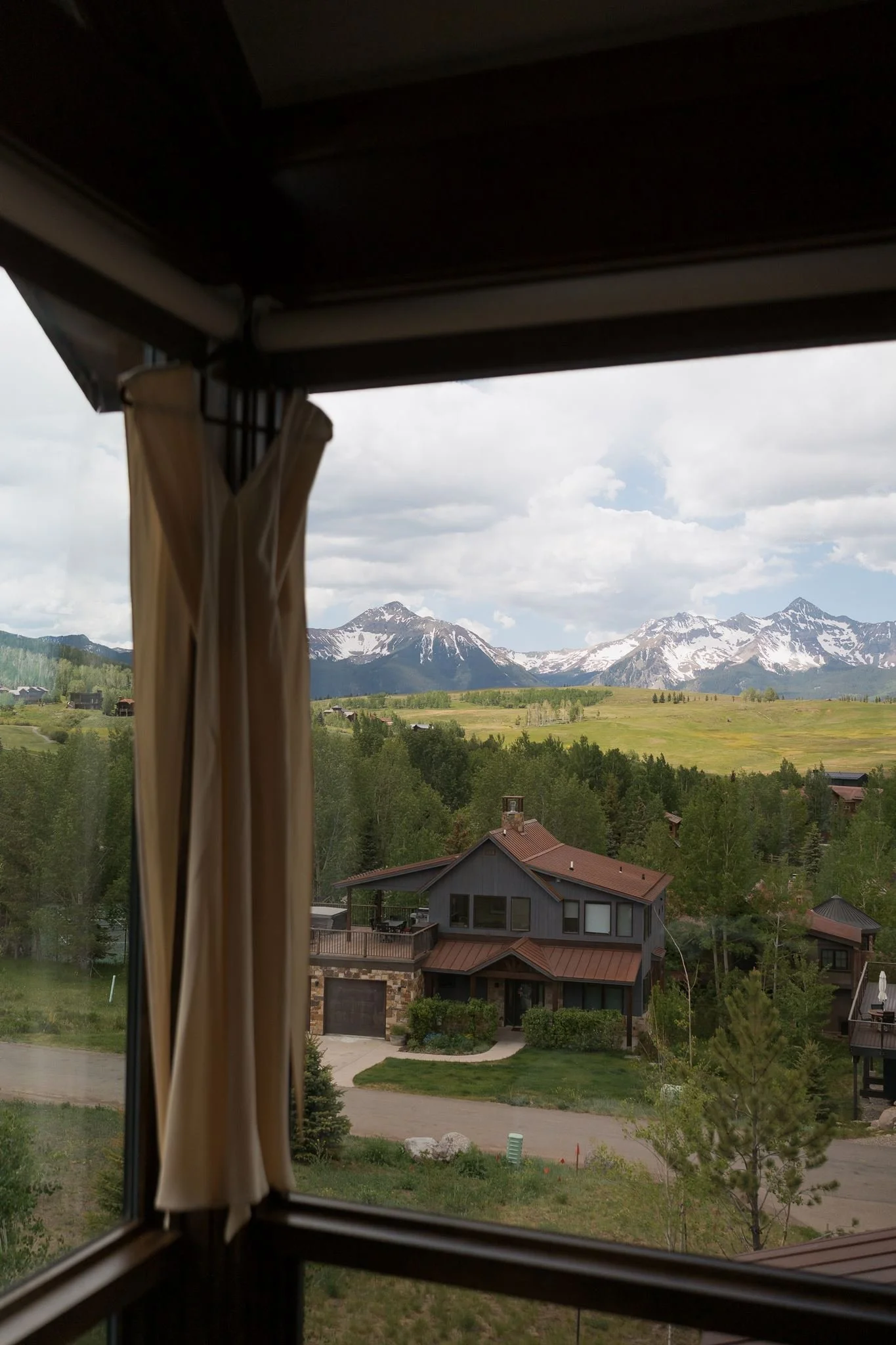 wedding dress with the mountains in the background