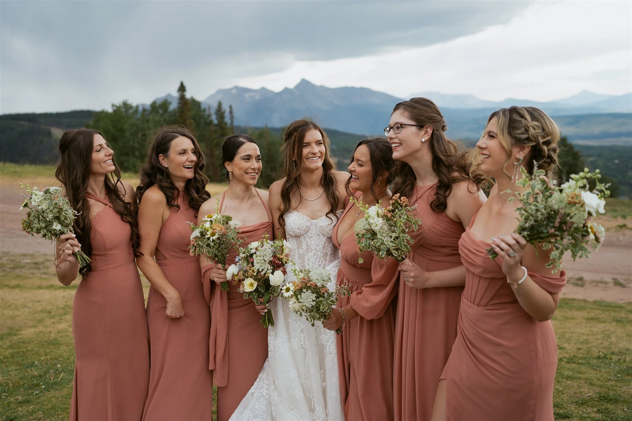 the bride and her bridesmaids