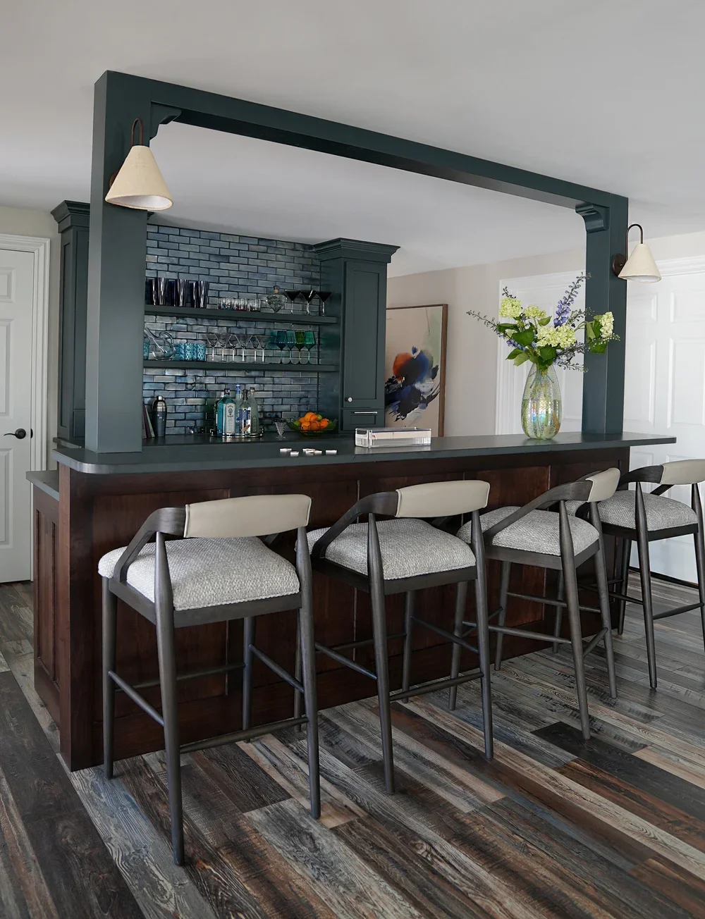Pittsburgh interior designer Molly Lucas basement bar design