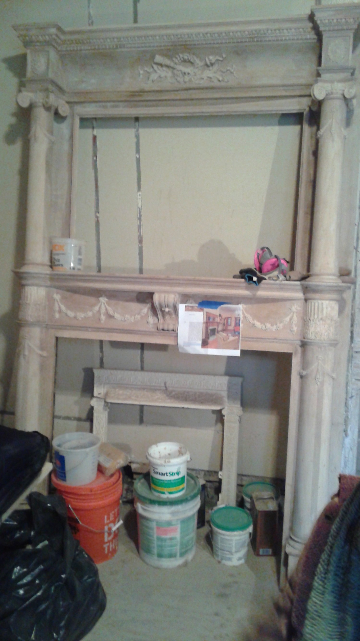 BEFORE: Unpainted Oak Mantle 