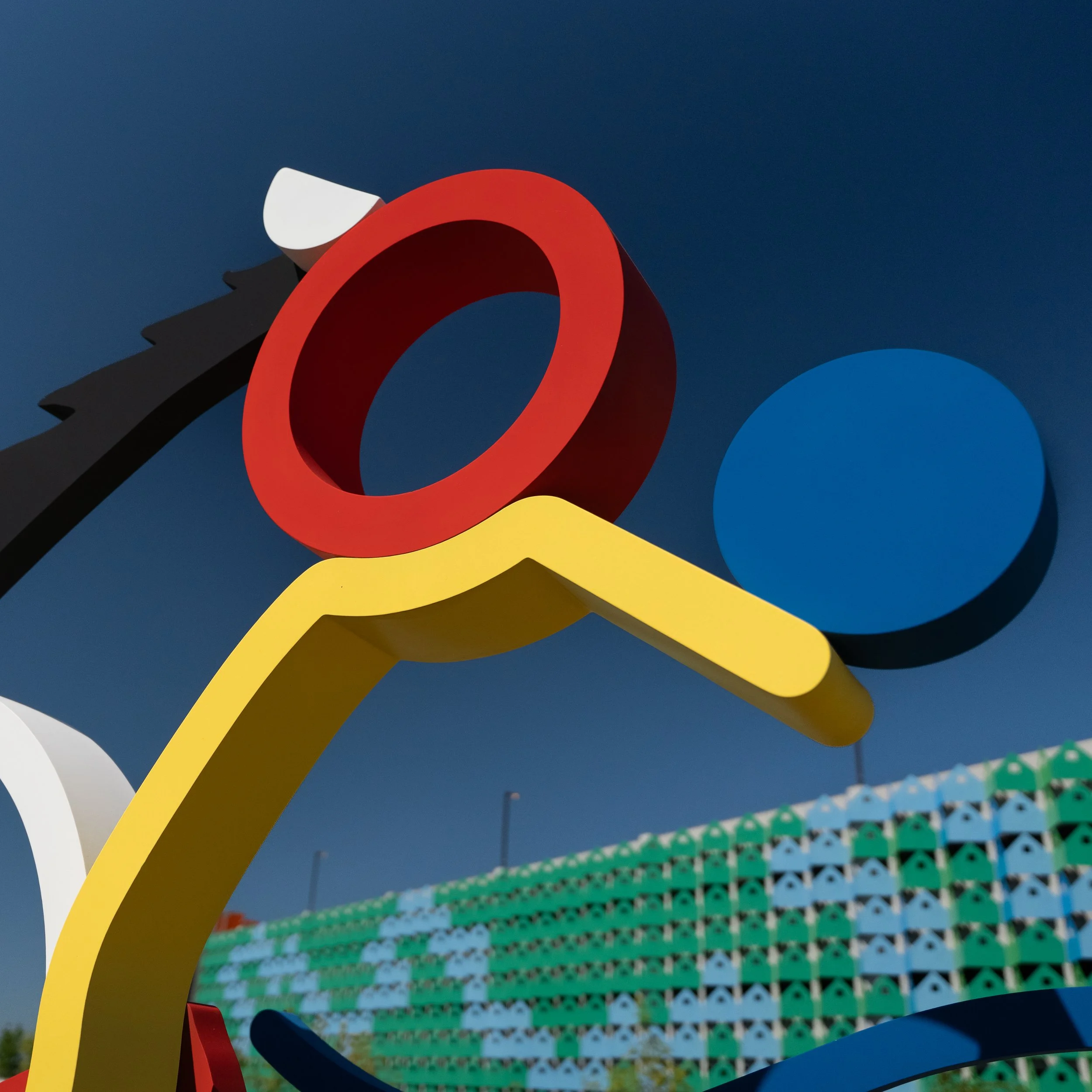 Painted stainless steel exterior sculpture