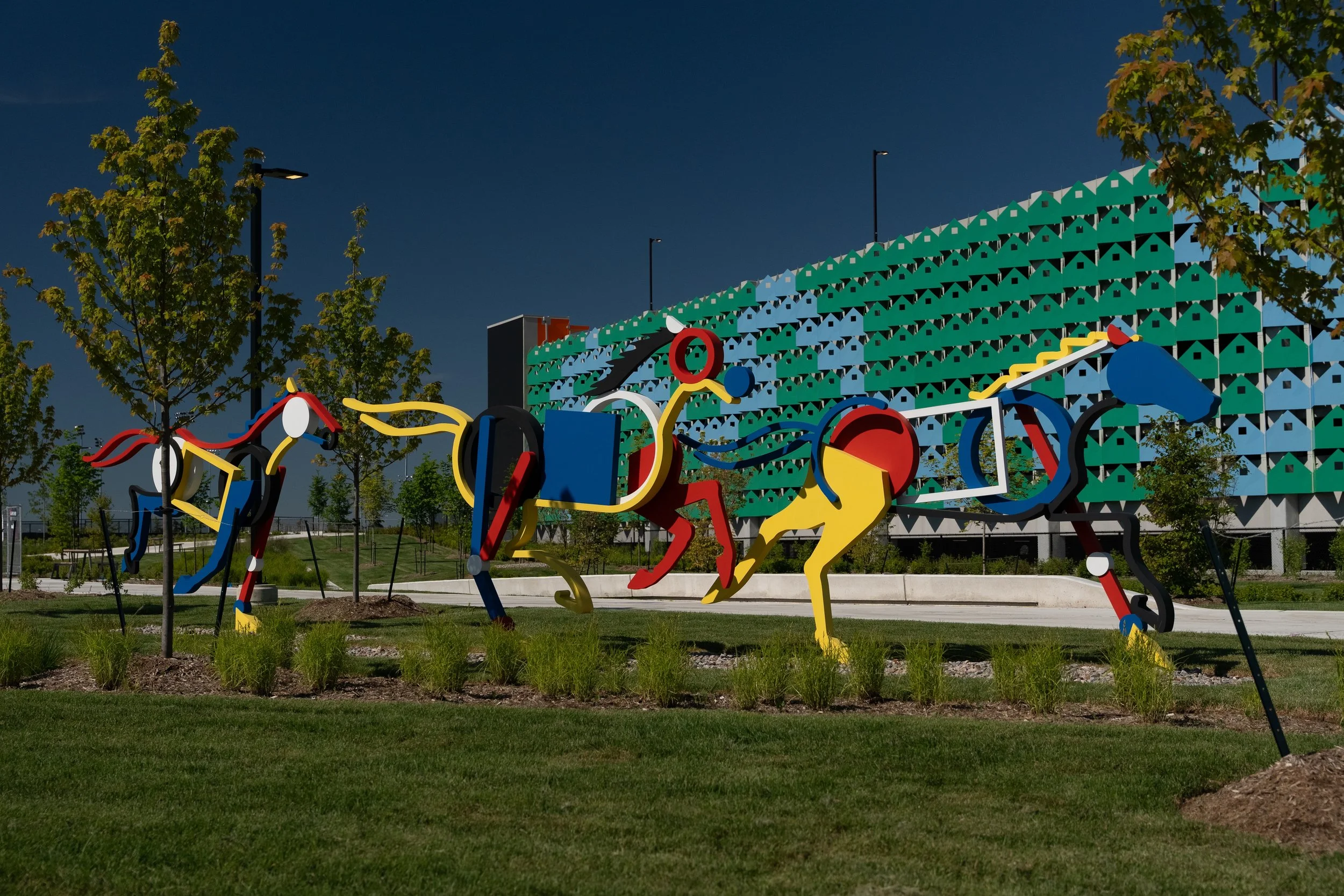 Painted stainless steel exterior sculpture