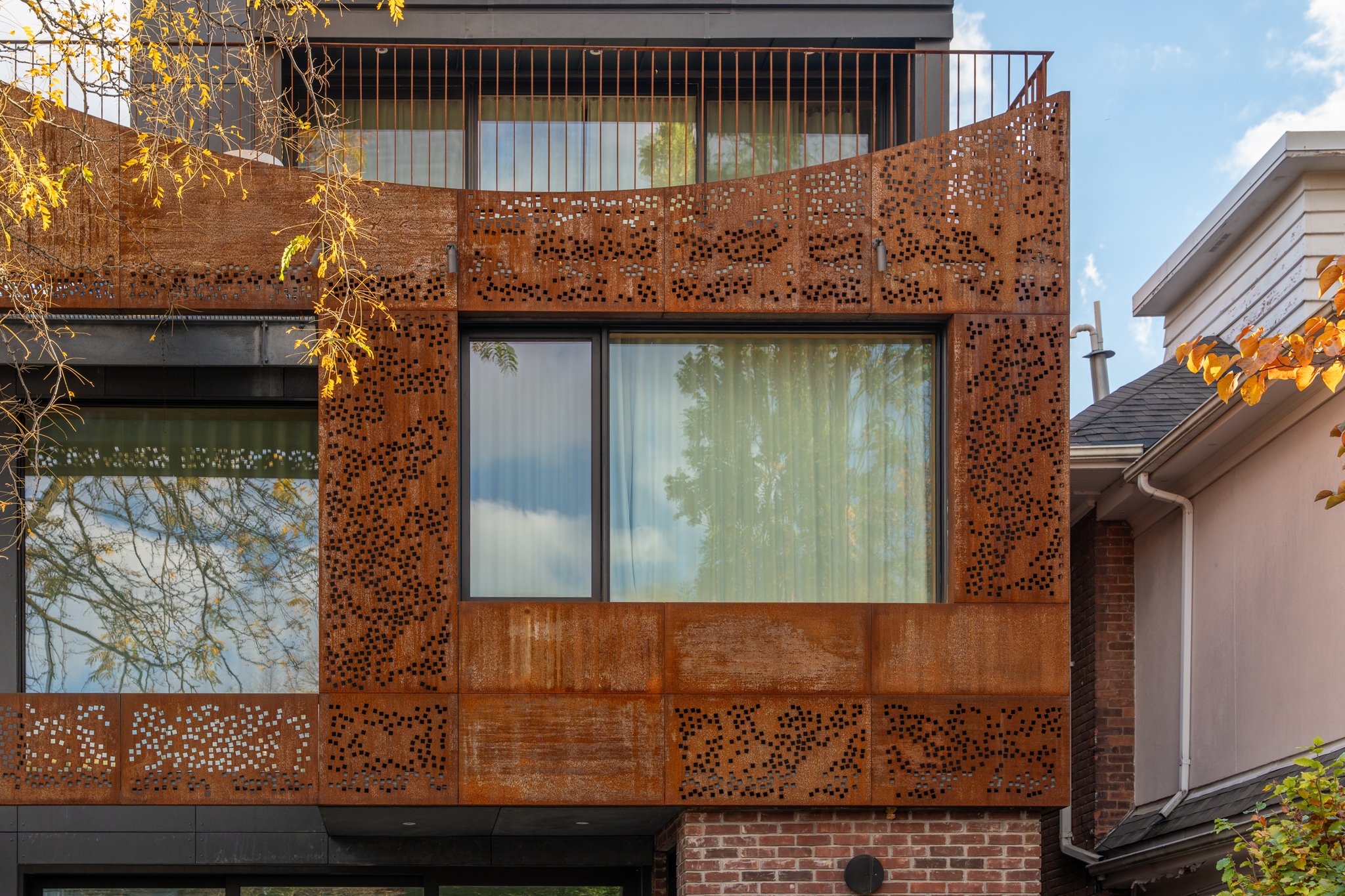 Perforated architectural corten cladding