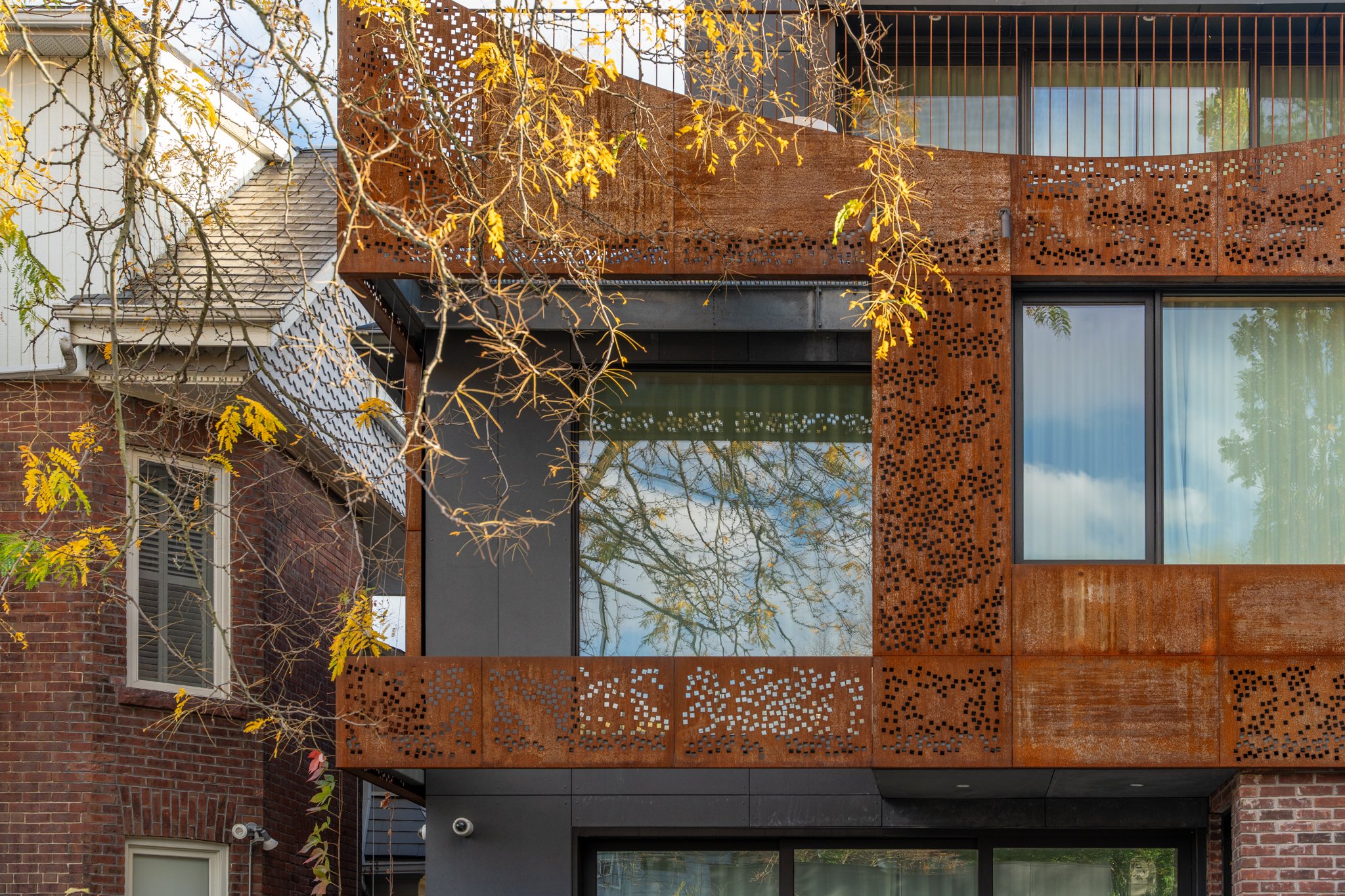 Perforated architectural corten cladding