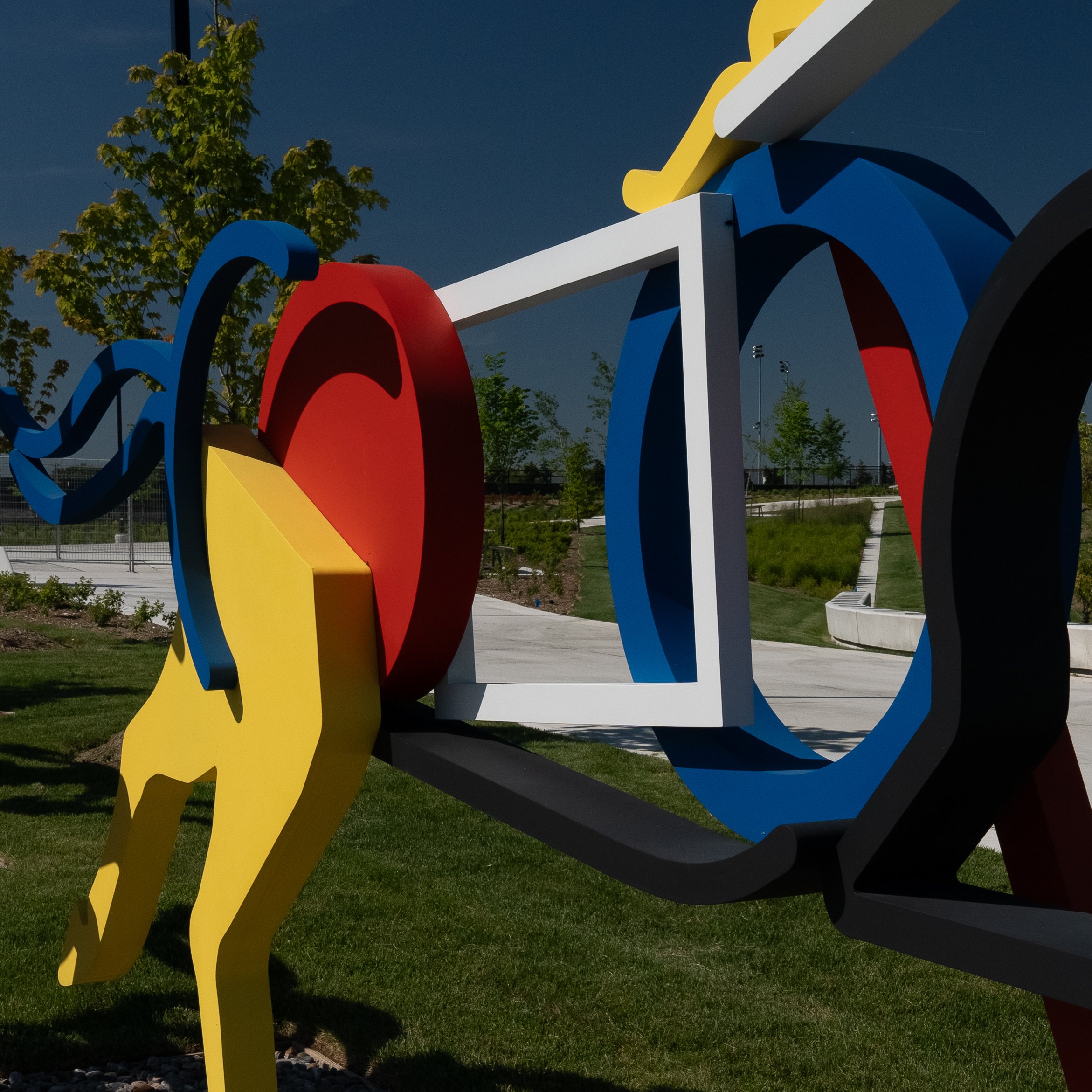 Painted stainless steel exterior sculpture