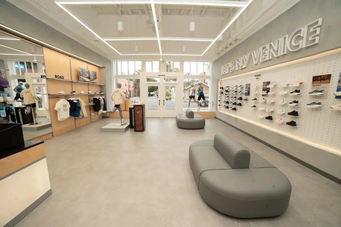 Wide Shot Front Room - HOKA Abbot Kinney - Retail Design Feels on Brand.webp