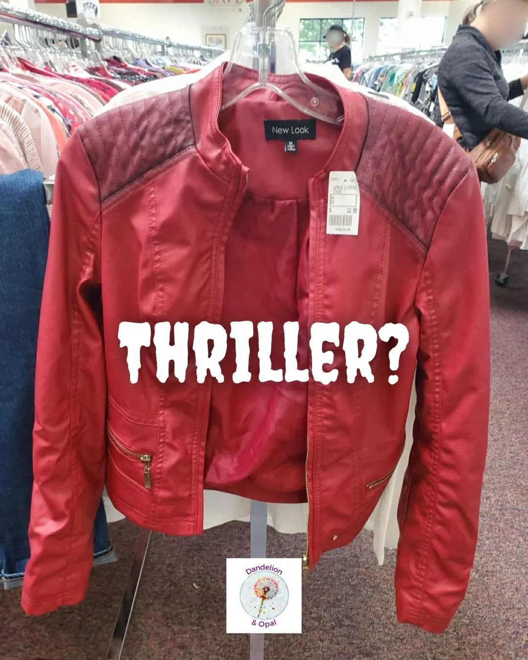 I texted my husband... &quot;Does this remind you of Thriller?&quot;

He responded, &quot;Absolutely.&quot; 

🧥👻 I went thrifting and found a jacket that instantly made me think Thriller!

 The funny thing? It wasn&rsquo;t even in the Halloween sec