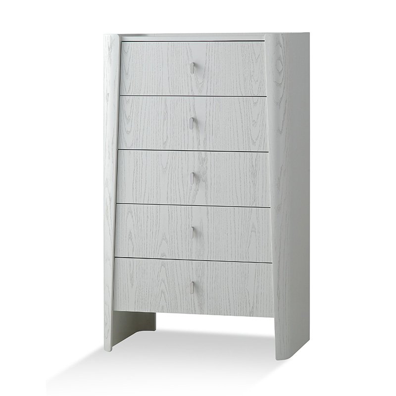 Elegant 5 Drawer Tallboy Grey/White