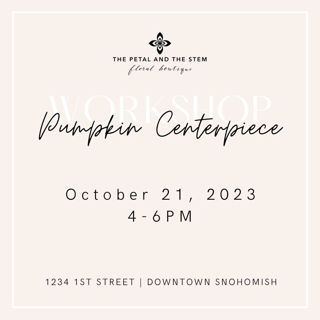 Join us for our Fall Workshop at our Storefront location. 

We will be making a fresh floral arrangements out of locally grown pumpkins in Earth toned floral.

Link here to sign up: https://www.brownpapertickets.com/event/6137459 

October 21, 2023 (