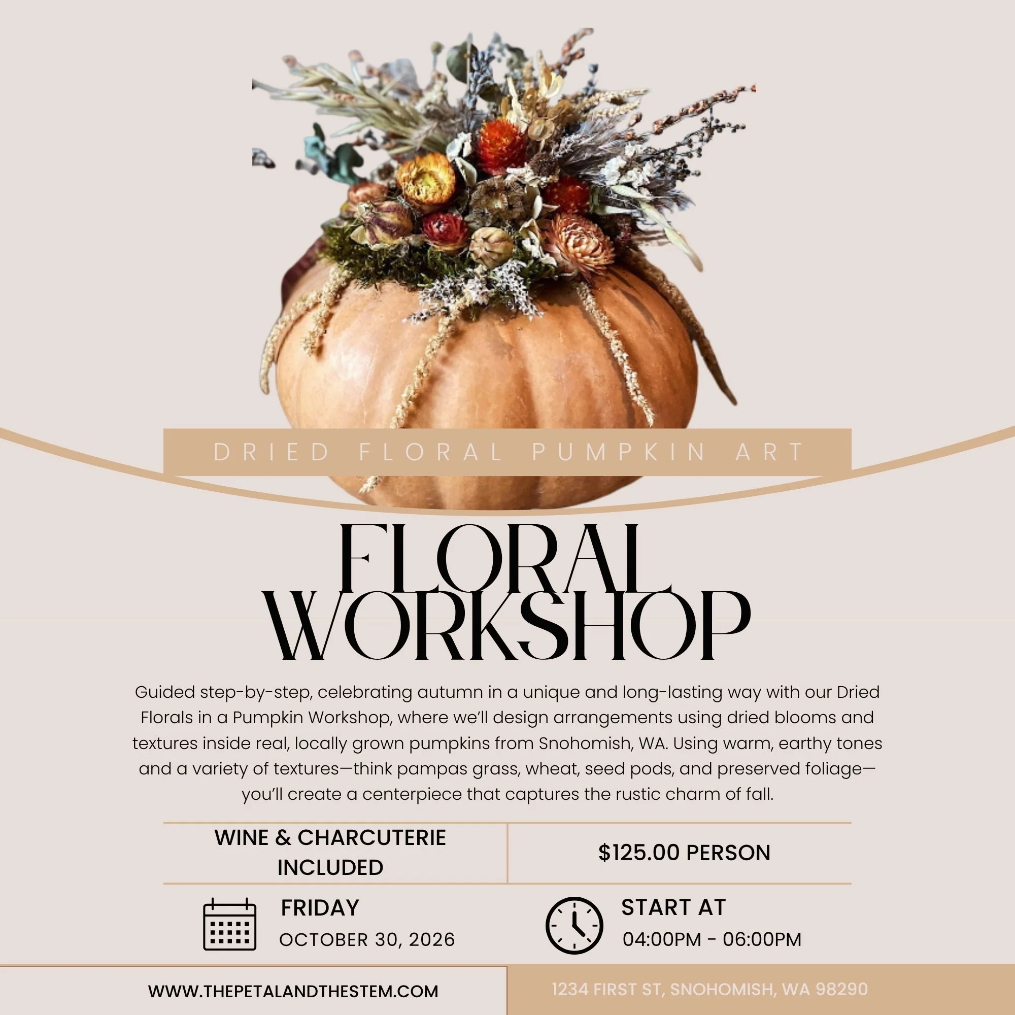 Dried Floral Pumpkin Floral Art - Workshop