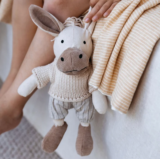 Cedric Donkey- Linen Soft Toy for Babies