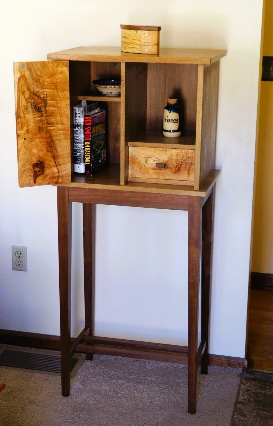Cabinet On-Stand. Oak, walnut, spalted maple. 
