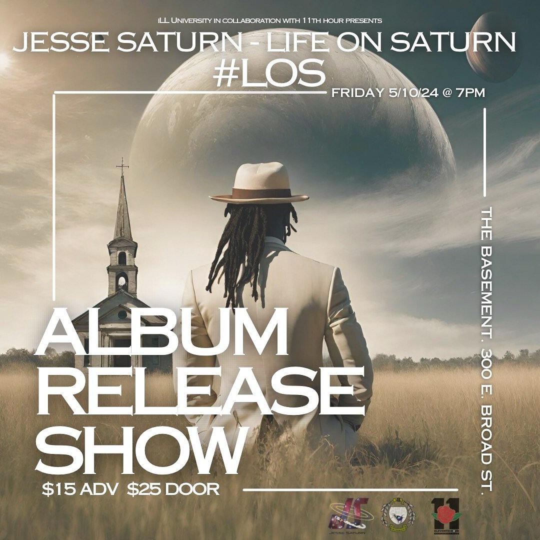 🪐Tomorrow we take a trip to Saturn🪐

Join us at The Basement for the official album release show of Life On Saturn by @jessesaturn_ 

Doors open at 7pm with DJ sets until 8pm when the show begins. Get your $15 advance tickets now through our linktr