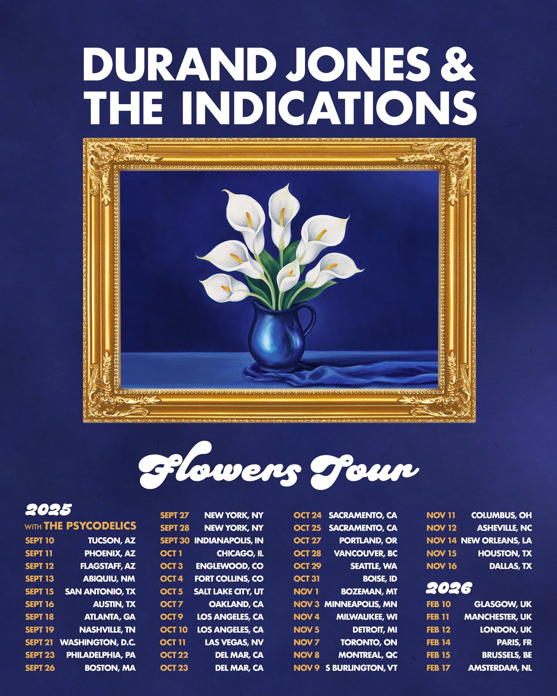 Admat design for Durand Jones & The Indications "Flowers Tour" (Red Light Management, 2025)