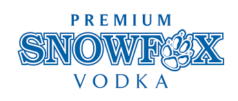 Logo for Snowfox Premium Vodka with a paw print integrated into the design.