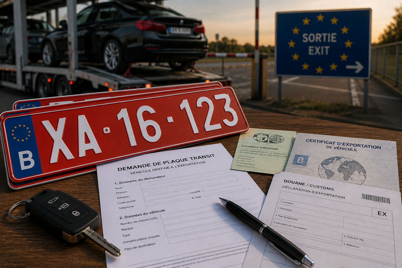 Obtenir une plaque de transit pour exporter un véhicule