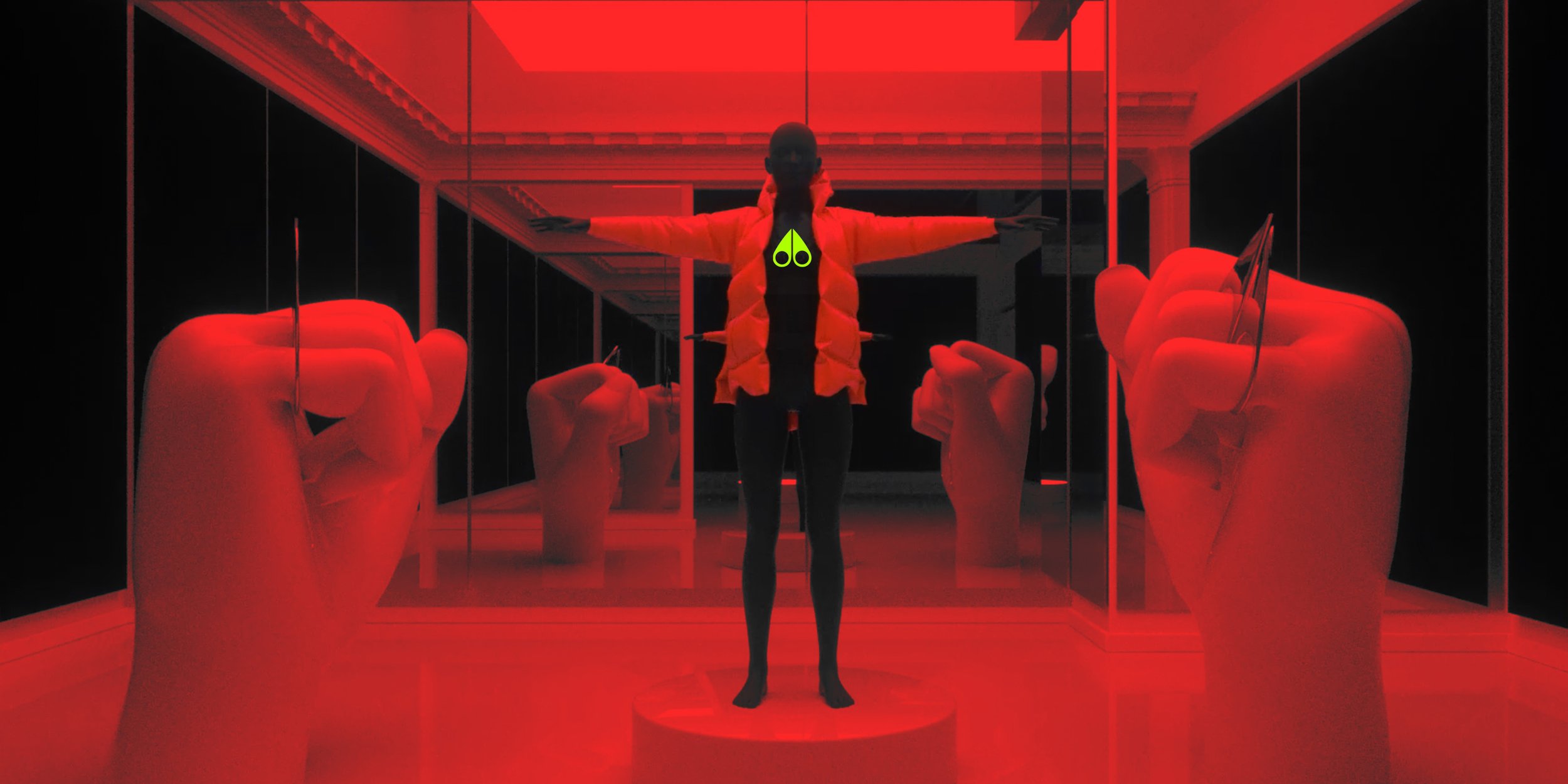 he Moose Knuckles store in Beijing's SKP-S transformed for the Ghost Jacket launch, immersing visitors in a dystopian universe. The image may depict the store's interior design, showcasing the campaign's otherworldly aesthetic.