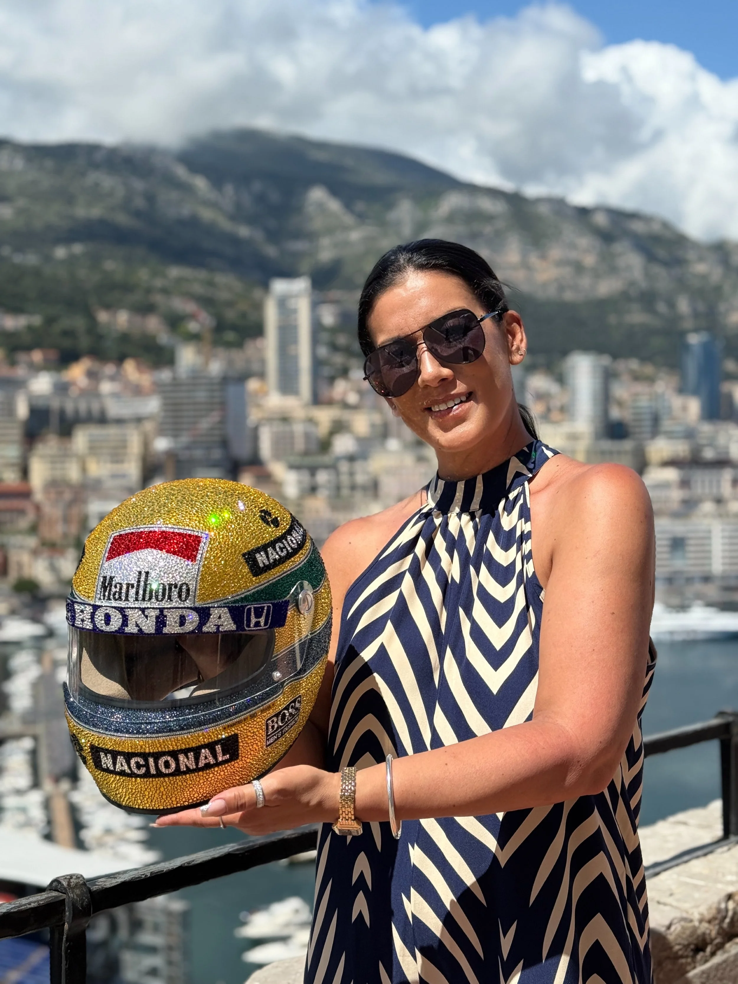 STOKESI and the Monaco 88 Crystal Helmet during the 2025 Monte Carlo Grand Prix.
