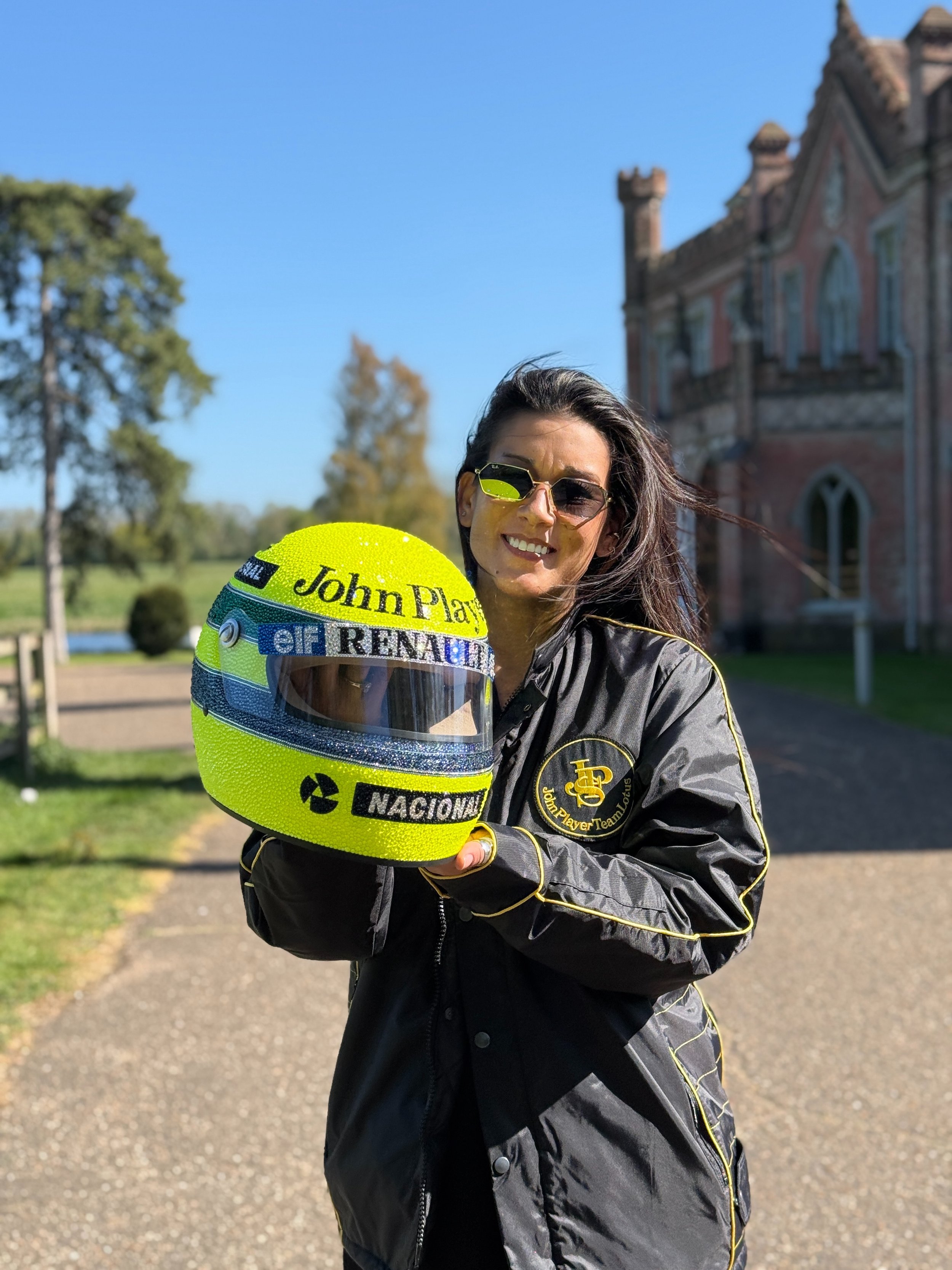 Estoril 85 Helmet on Visit to old Lotus Headquarters in Hethel, Norfolk.